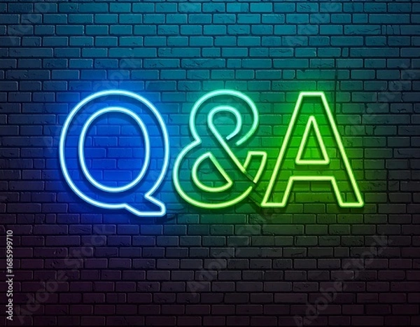 Obraz Neon Q&A on brick wall