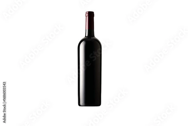 Fototapeta A bottle of red wine is sitting on a white background