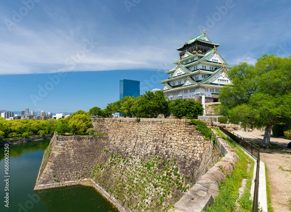 Obraz 大阪城天守閣 お堀とOBPの高層ビル等