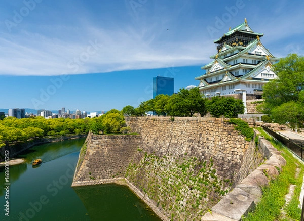 Obraz 大阪城天守閣 お堀とOBPの高層ビル等