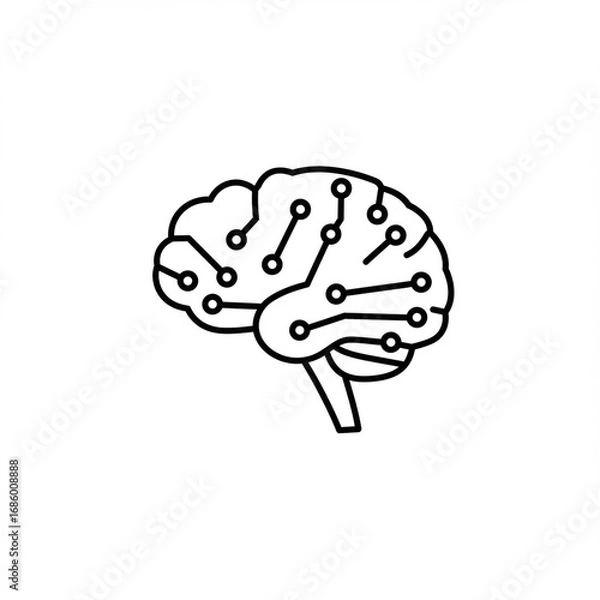 Fototapeta 2D Artificial intelligence brain icon