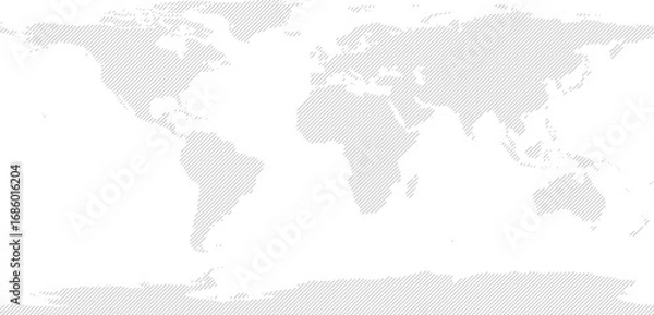 Fototapeta World vector map with backward diagonal line fill (PPT-compatible & fully editable)	