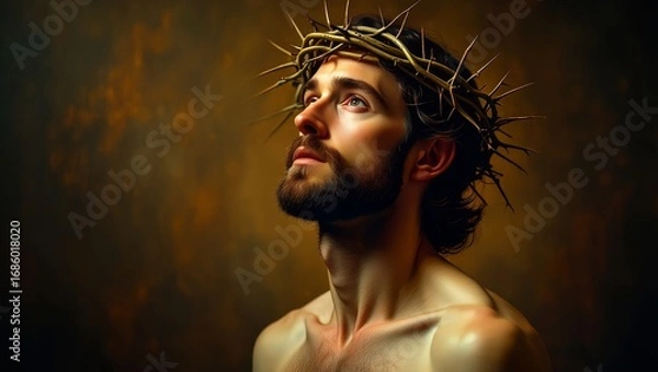 Obraz Dramatic Portrait of Jesus Christ with Crown of Thorns