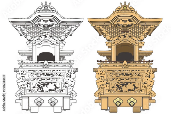 Obraz 日本の祭　山車　のイメージイラスト