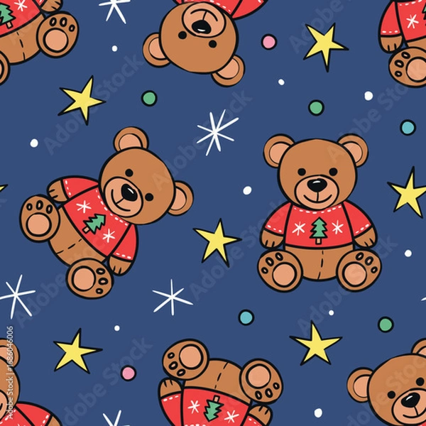 Obraz Christmas Teddy Bear Pattern Winter Teddy Bear Background