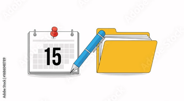Fototapeta Calendar date marked with pen and open folder for planning and organization