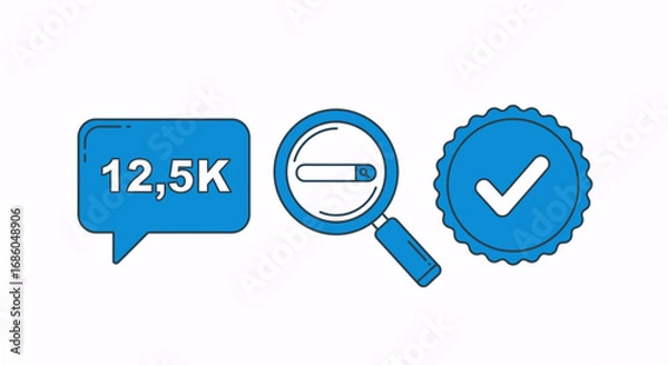 Fototapeta Social media verification and engagement icons, representing popularity and approval
