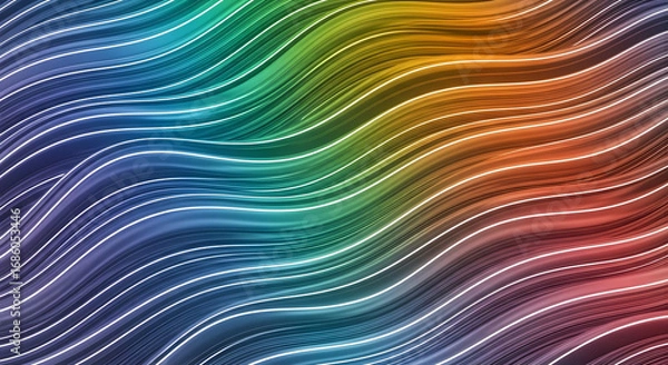 Fototapeta Abstract colorful wavy lines background with light streaks.