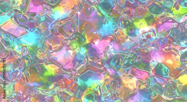 Fototapeta Iridescent, colorful abstract background with a liquid, crystalline appearance.
