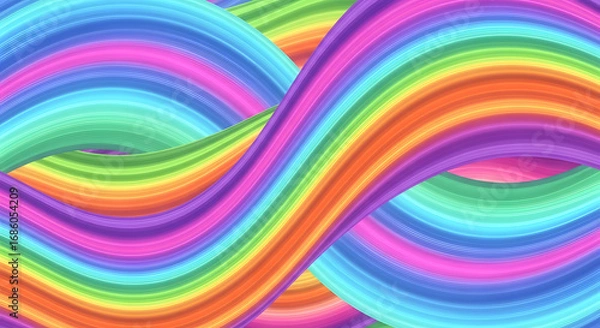 Fototapeta Colorful wavy lines background with rainbow colors in a seamless pattern.