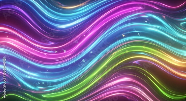Fototapeta Abstract colorful glowing lines flowing in a wavy pattern.