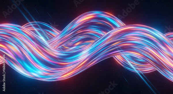 Fototapeta Abstract glowing neon lines with a futuristic and dynamic design.