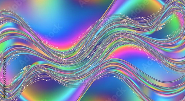 Fototapeta Abstract colorful background with fluid shapes and iridescent texture, modern design.