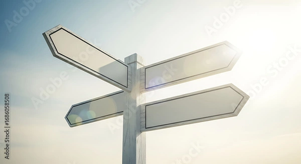 Fototapeta Navigate your future with this clear directional signpost pointing towards opportunity and success