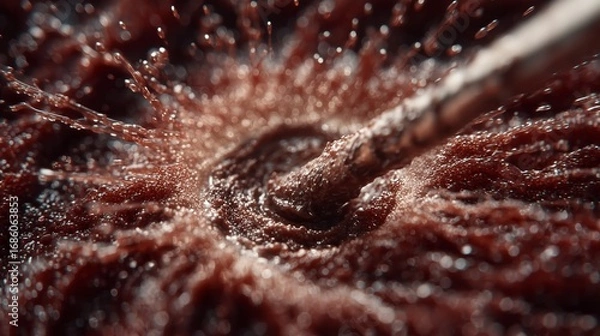 Fototapeta Liquid splash with droplets and ripple effect, close-up view