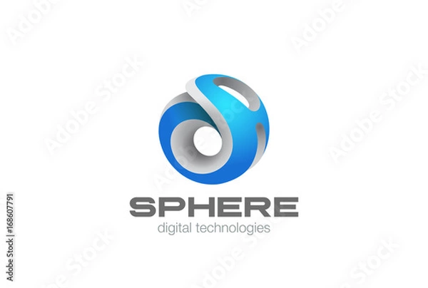 Fototapeta Sci-fi Network Sphere Logo vector. Global Technology Game icon