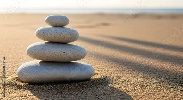 Obraz Serene Beach Stones Finding Balance and Tranquility