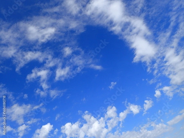 Fototapeta 青空の雲の背景、文字入れ可能