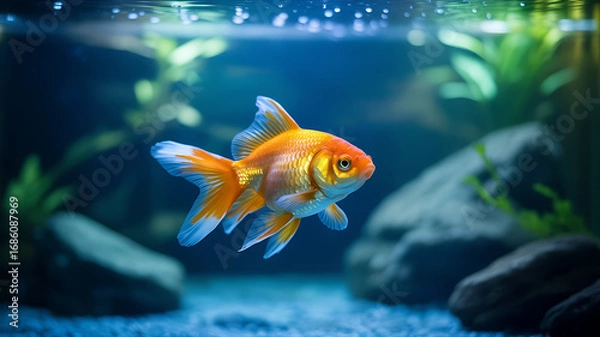 Obraz Beautiful goldfish swimming in aquarium underwater