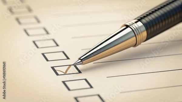 Fototapeta long term student goals concept. Checklist with a pen marking a completed item.