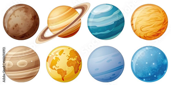 Fototapeta Solar system planets collection image concept. Colorful illustration of various planets in our solar system.