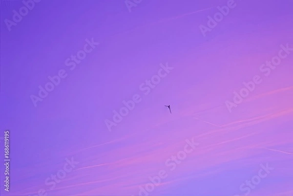 Fototapeta Silhouette of a Kite Surfer Against a Vibrant Sunset Sky