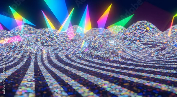 Fototapeta Abstract image of a crystal with light refraction creating a rainbow effect.
