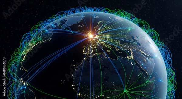 Fototapeta Global business success connecting continents to achieve your goals and targets