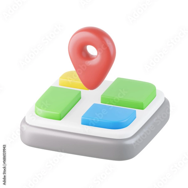 Fototapeta Map 3D Icon, 3D rendering