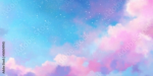 Fototapeta Pastel pink and blue sky pixel art abstract background