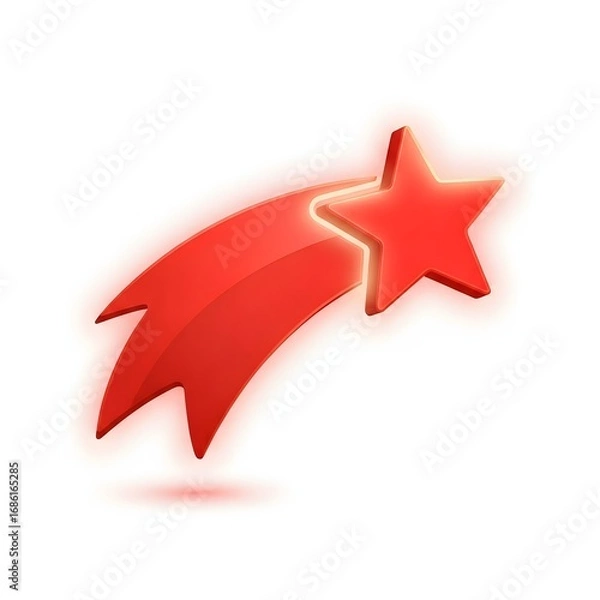 Fototapeta Dynamic Red Star with a Bright Trail Perfect for Design and Creative Concepts