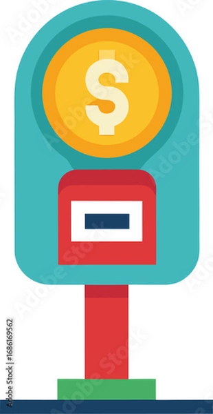 Fototapeta Parking meter icon with a coin slot and dollar sign
