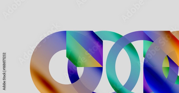 Fototapeta Abstract colorful circles overlap, creating vibrant visual effect. Modern design, simple background, dynamic composition.