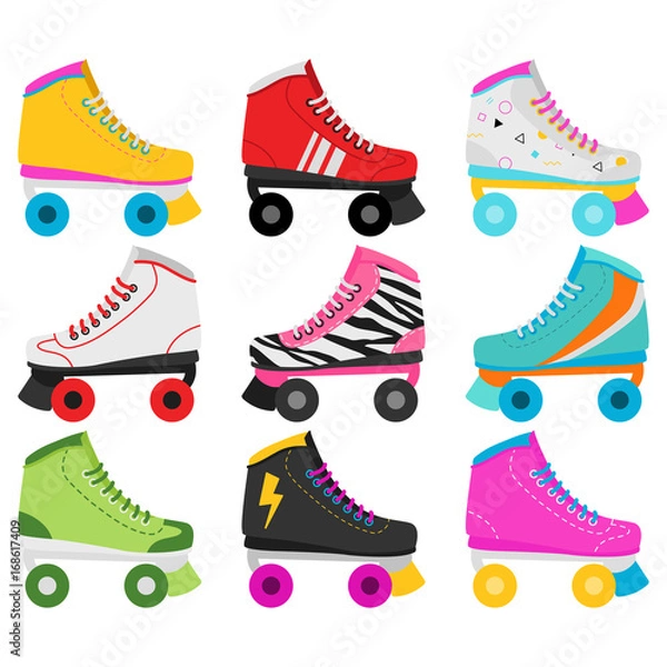 Obraz Retro Roller Skates In White Background