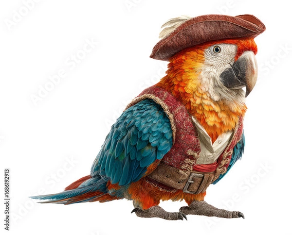 Obraz Colorful Parrot in Pirate Costume with Vibrant Feathers and Details
