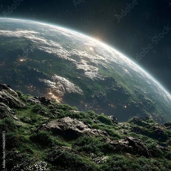 Fototapeta Hands protecting globe with green tree on tropical summer background, ecology and environment sustainability concept