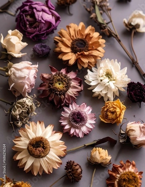 Obraz Dried flowers on a muted background