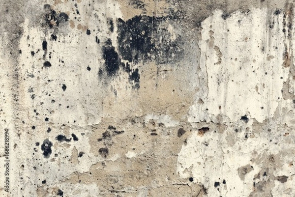 Fototapeta Weathered wall texture; chipped, stained, and aged concrete