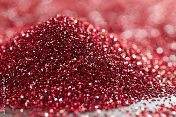 Fototapeta Close-up of a pile of deep red glitter, shallow depth of field