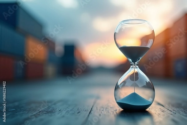 Fototapeta Generative AI Hourglass Depicting Time and Transport