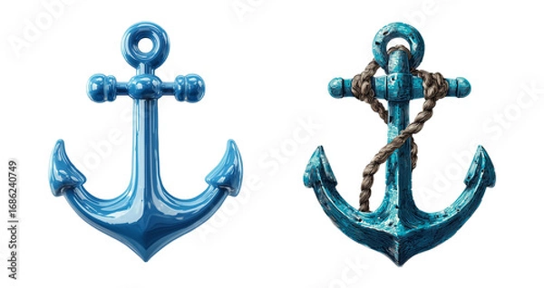 Fototapeta Two nautical anchors on a solid field