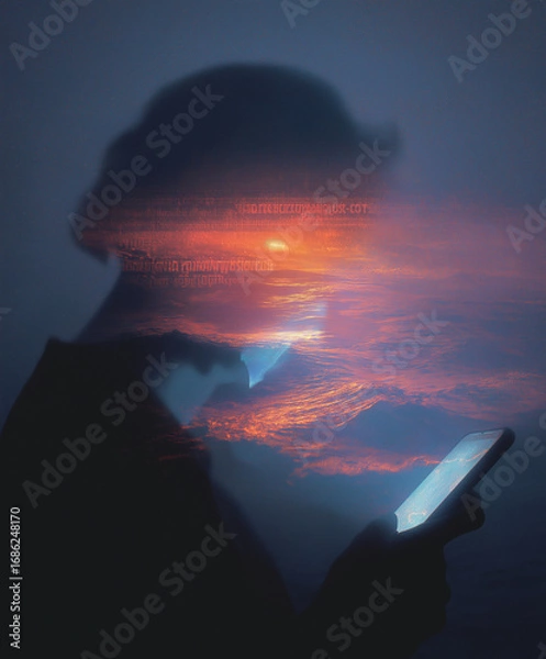 Fototapeta Doomscrolling the Storm: When Crisis Enters Our Pocket