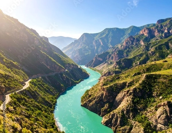 Obraz Mountainous river valley