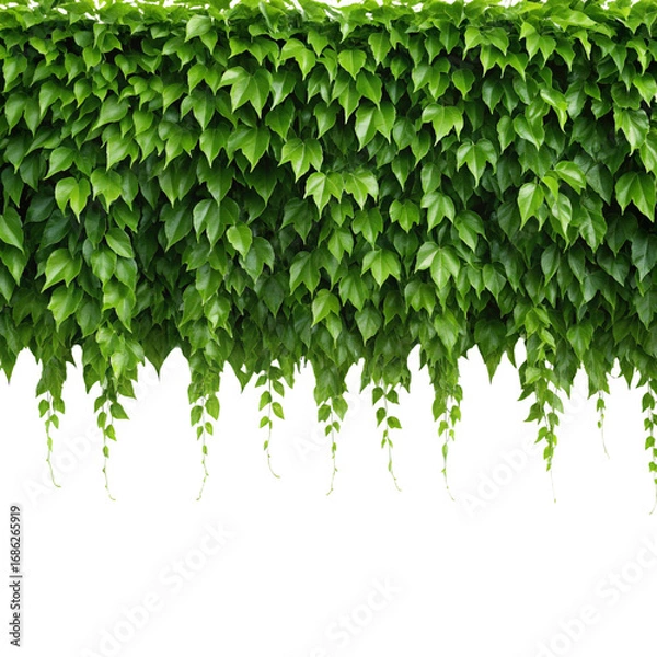 Fototapeta Lush Green Ivy Wall with Trailing Vines creating a Natural Curtain perfect for backgrounds and design elements offering a fresh and vibrant aesthetic