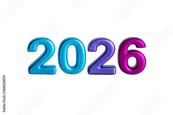 Fototapeta Vibrant Metallic Numbers 2026 on Black Background Representing The Future Year of Growth and Opportunity with Bold Colors and Sleek Design for Calendars and Celebrations