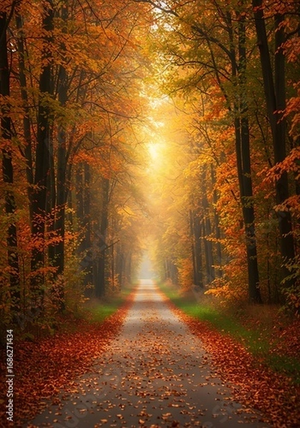 Obraz 黄金の晩秋の小径