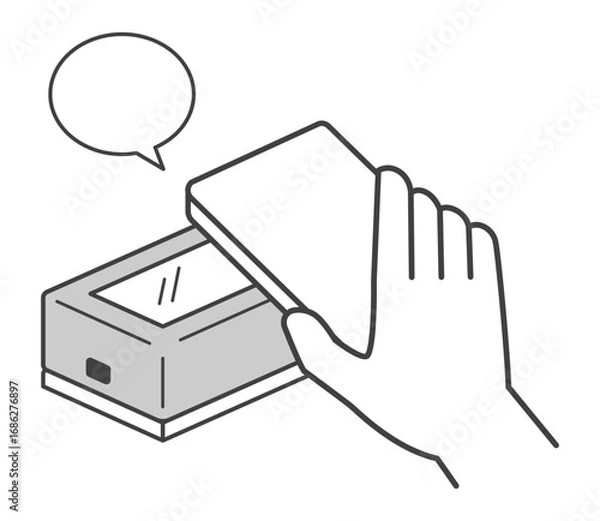 Obraz スマホでキャッシュレス決済をするイラスト　ベクター
