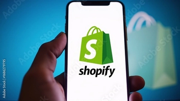 Obraz Shopify Logo Displayed On Smartphone Screen