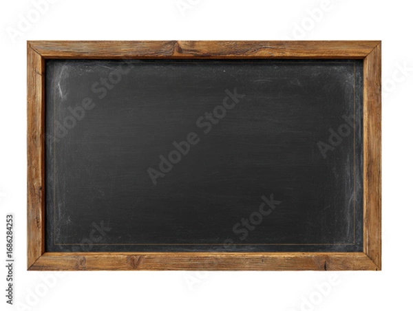 Fototapeta Aged chalkboard with weathered wood frame and copy space, ideal for messages or visual