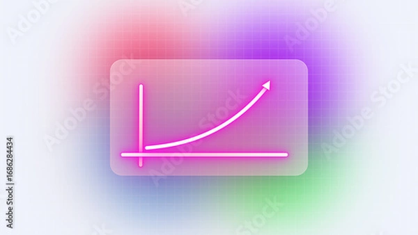 Obraz Business Graph Chart glass Icon Animation blur lighting and white background. Abstract glowing line business graph animation. illustration